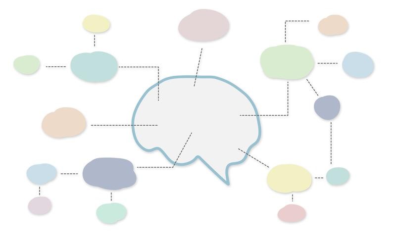 Diagrama conceptual tipo mapa mental con burbujas de colores