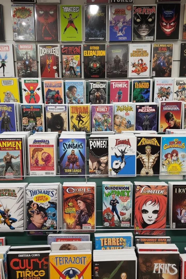 Estantería con cómics y libros por género