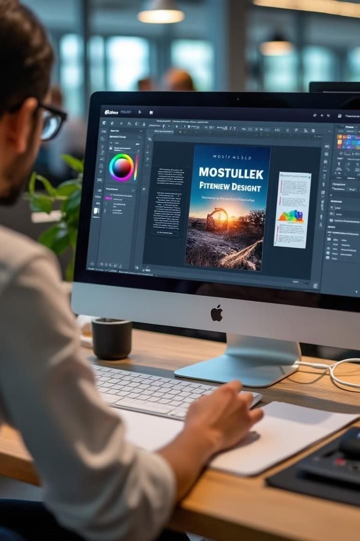 Diseñador trabajando en portada digital