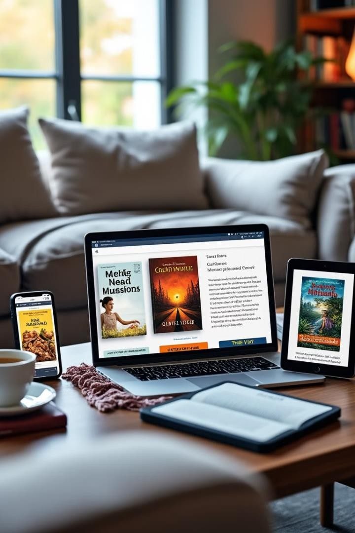 Dispositivos mostrando portadas digitales